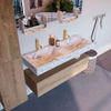 Mondiaz Alan Dlux badmeubel 120cm Washed Oak - Cloud wastafel Glace dubbel - met 2 kraangaten