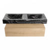 Mondiaz Alan Dlux badmeubel 120cm Washed Oak - Cloud wastafel Lava dubbel - met 2 kraangaten