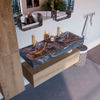 Mondiaz Alan Dlux badmeubel 120cm Washed Oak - Cloud wastafel Lava dubbel - met 2 kraangaten