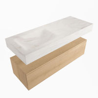 Mondiaz Alan Dlux badmeubel 120cm Washed Oak - Cloud wastafel Ostra links - zonder kraangat