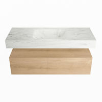 Mondiaz Alan Dlux badmeubel 120cm Washed Oak - Cloud wastafel Opalo midden - zonder kraangat