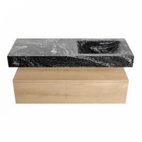 Mondiaz Alan Dlux badmeubel 120cm Washed Oak - Cloud wastafel Lava rechts - zonder kraangat