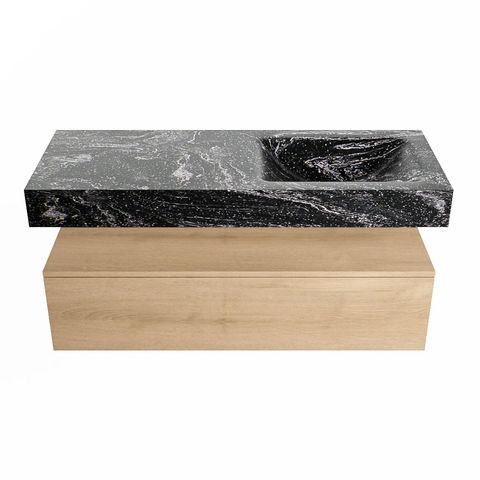 Mondiaz Alan Dlux badmeubel 120cm Washed Oak - Cloud wastafel Lava rechts - met 1 kraangat