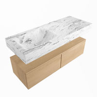 Mondiaz Alan Dlux badmeubel 120cm Washed Oak - Cloud wastafel Glace links - zonder kraangat