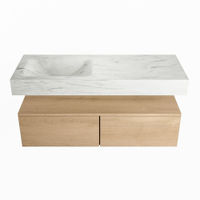 Mondiaz Alan Dlux badmeubel 120cm Washed Oak - Cloud wastafel Opalo links - met 1 kraangat