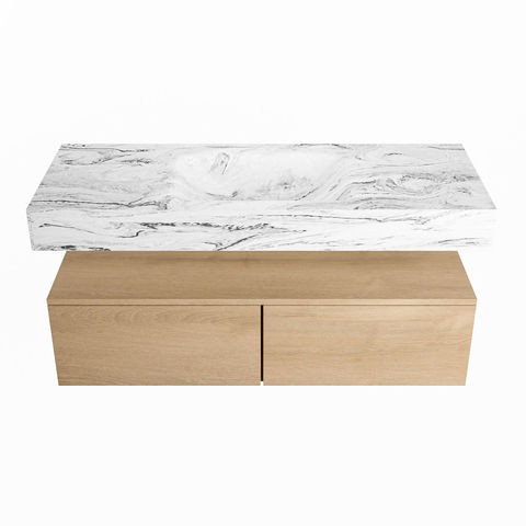 Mondiaz Alan Dlux badmeubel 120cm Washed Oak - Cloud wastafel Glace midden - met 1 kraangat