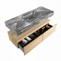 Mondiaz Alan Dlux badmeubel 120cm Washed Oak - Cloud wastafel Lava midden - met 1 kraangat