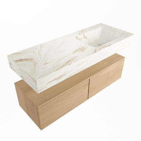 Mondiaz Alan Dlux badmeubel 120cm Washed Oak - Cloud wastafel Frappe rechts - met 1 kraangat