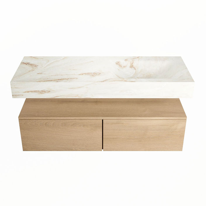 Mondiaz Alan Dlux badmeubel 120cm Washed Oak - Cloud wastafel Frappe rechts - met 1 kraangat