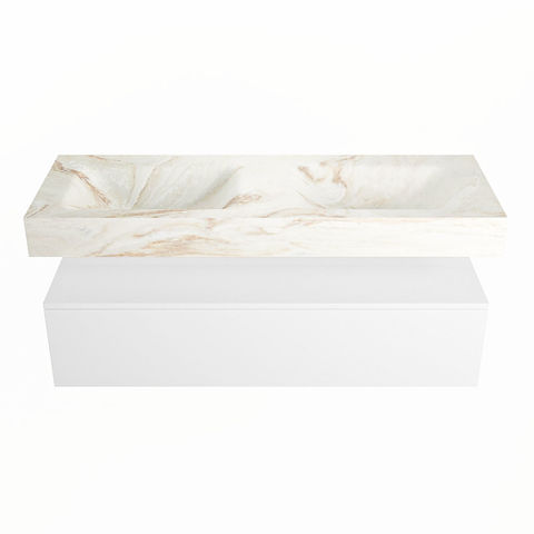 Mondiaz Alan Dlux badmeubel 130cm Talc - Cloud wastafel Frappe dubbel - zonder kraangat