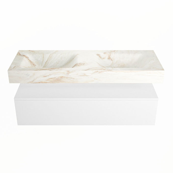 Mondiaz Alan Dlux badmeubel 130cm Talc - Cloud wastafel Frappe dubbel - zonder kraangat