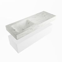 Mondiaz Alan Dlux badmeubel 130cm Talc - Cloud wastafel Opalo links - met 1 kraangat