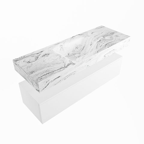 Mondiaz Alan Dlux badmeubel 130cm Talc - Cloud wastafel Glace midden - met 1 kraangat