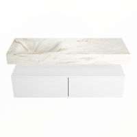 Mondiaz Alan Dlux badmeubel 130cm Talc - Cloud wastafel Frappe links - zonder kraangat