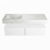 Mondiaz Alan Dlux badmeubel 130cm Talc - Cloud wastafel Opalo links - met 1 kraangat