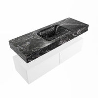 Mondiaz Alan Dlux badmeubel 130cm Talc - Cloud wastafel Lava midden - met 1 kraangat