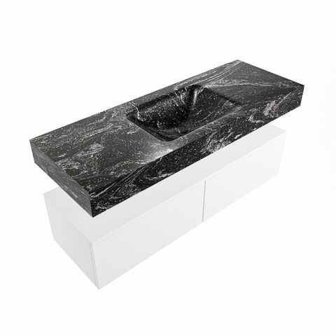 Mondiaz Alan Dlux badmeubel 130cm Talc - Cloud wastafel Lava midden - met 1 kraangat