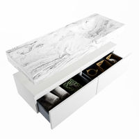 Mondiaz Alan Dlux badmeubel 130cm Talc - Cloud wastafel Glace rechts - zonder kraangat