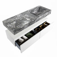 Mondiaz Alan Dlux badmeubel 130cm Talc - Cloud wastafel Lava rechts - met 1 kraangat