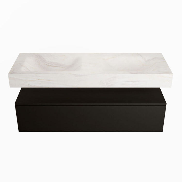 Mondiaz Alan Dlux badmeubel 130cm Urban - Cloud wastafel Ostra dubbel - zonder kraangat