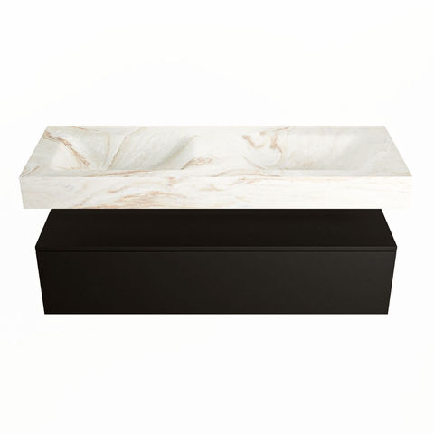 Mondiaz Alan Dlux badmeubel 130cm Urban - Cloud wastafel Frappe dubbel - met 2 kraangaten