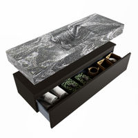 Mondiaz Alan Dlux badmeubel 130cm Urban - Cloud wastafel Lava midden - zonder kraangat