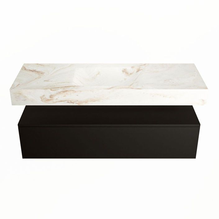 Mondiaz Alan Dlux badmeubel 130cm Urban - Cloud wastafel Frappe midden - met 1 kraangat