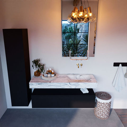 Mondiaz Alan Dlux badmeubel 130cm Urban - Cloud wastafel Glace rechts - zonder kraangat