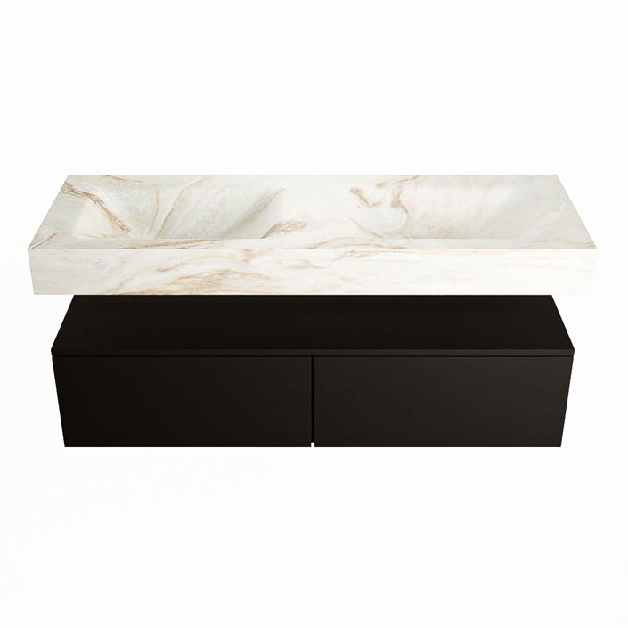 Mondiaz Alan Dlux badmeubel 130cm Urban - Cloud wastafel Frappe dubbel - met 2 kraangaten