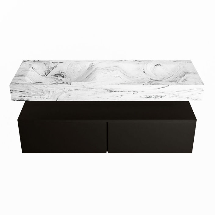 Mondiaz Alan Dlux badmeubel 130cm Urban - Cloud wastafel Glace dubbel - met 2 kraangaten