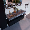 Mondiaz Alan Dlux badmeubel 130cm Urban - Cloud wastafel Lava dubbel - met 2 kraangaten