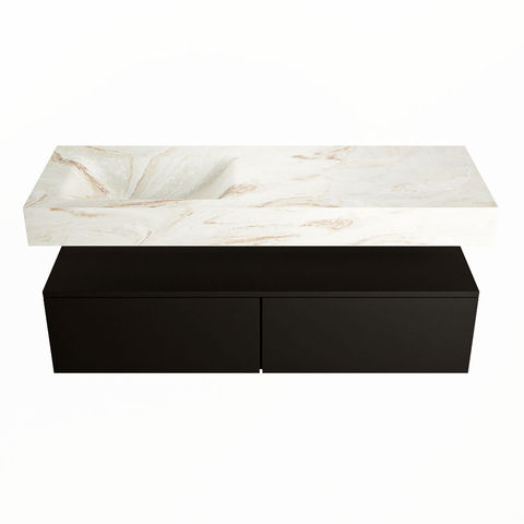 Mondiaz Alan Dlux badmeubel 130cm Urban - Cloud wastafel Frappe links - zonder kraangat