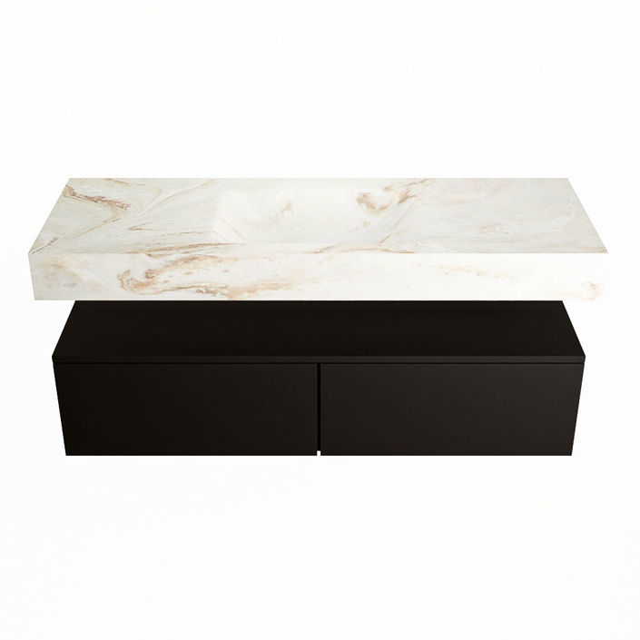 Mondiaz Alan Dlux badmeubel 130cm Urban - Cloud wastafel Frappe midden - zonder kraangat