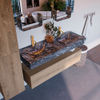 Mondiaz Alan Dlux badmeubel 130cm Washed Oak - Cloud wastafel Lava dubbel - met 2 kraangaten