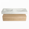 Mondiaz Alan Dlux badmeubel 130cm Washed Oak - Cloud wastafel Opalo dubbel - met 2 kraangaten