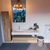 Mondiaz Alan Dlux badmeubel 130cm Washed Oak - Cloud wastafel Opalo links - met 1 kraangat