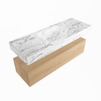 Mondiaz Alan Dlux badmeubel 130cm Washed Oak - Cloud wastafel Glace midden - met 1 kraangat