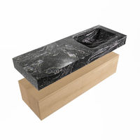 Mondiaz Alan Dlux badmeubel 130cm Washed Oak - Cloud wastafel Lava rechts - zonder kraangat
