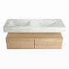 Mondiaz Alan Dlux badmeubel 130cm Washed Oak - Cloud wastafel Opalo dubbel - met 2 kraangaten