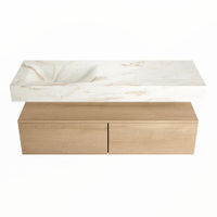 Mondiaz Alan Dlux badmeubel 130cm Washed Oak - Cloud wastafel Frappe links - met 1 kraangat