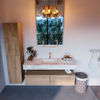 Mondiaz Alan Dlux badmeubel 130cm Washed Oak - Cloud wastafel Frappe midden - met 1 kraangat