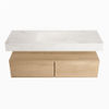 Mondiaz Alan Dlux badmeubel 130cm Washed Oak - Cloud wastafel Ostra midden - met 1 kraangat