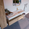 Mondiaz Alan Dlux badmeubel 130cm Washed Oak - Cloud wastafel Frappe rechts - met 1 kraangat