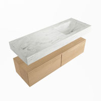 Mondiaz Alan Dlux badmeubel 130cm Washed Oak - Cloud wastafel Opalo rechts - met 1 kraangat