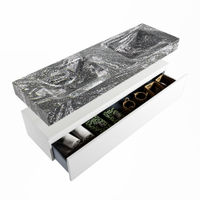 Mondiaz Alan Dlux badmeubel 150cm Talc - Cloud wastafel Lava dubbel - zonder kraangat