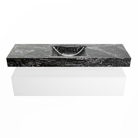 Mondiaz Alan Dlux badmeubel 150cm Talc - Cloud wastafel Lava midden - zonder kraangat