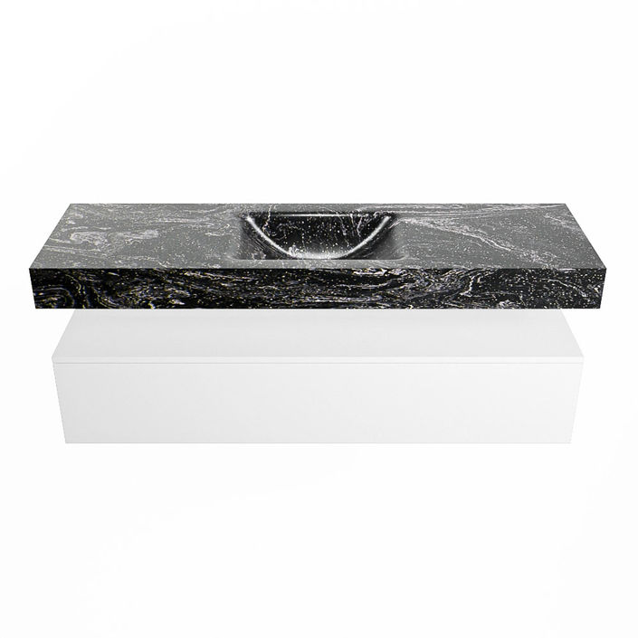 Mondiaz Alan Dlux badmeubel 150cm Talc - Cloud wastafel Lava midden - met 1 kraangat