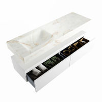 Mondiaz Alan Dlux badmeubel 150cm Talc - Cloud wastafel Frappe links - zonder kraangat