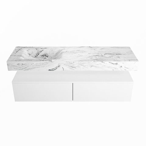 Mondiaz Alan Dlux badmeubel 150cm Talc - Cloud wastafel Glace links - met 1 kraangat