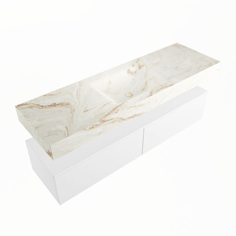Mondiaz Alan Dlux badmeubel 150cm Talc - Cloud wastafel Frappe midden - met 1 kraangat